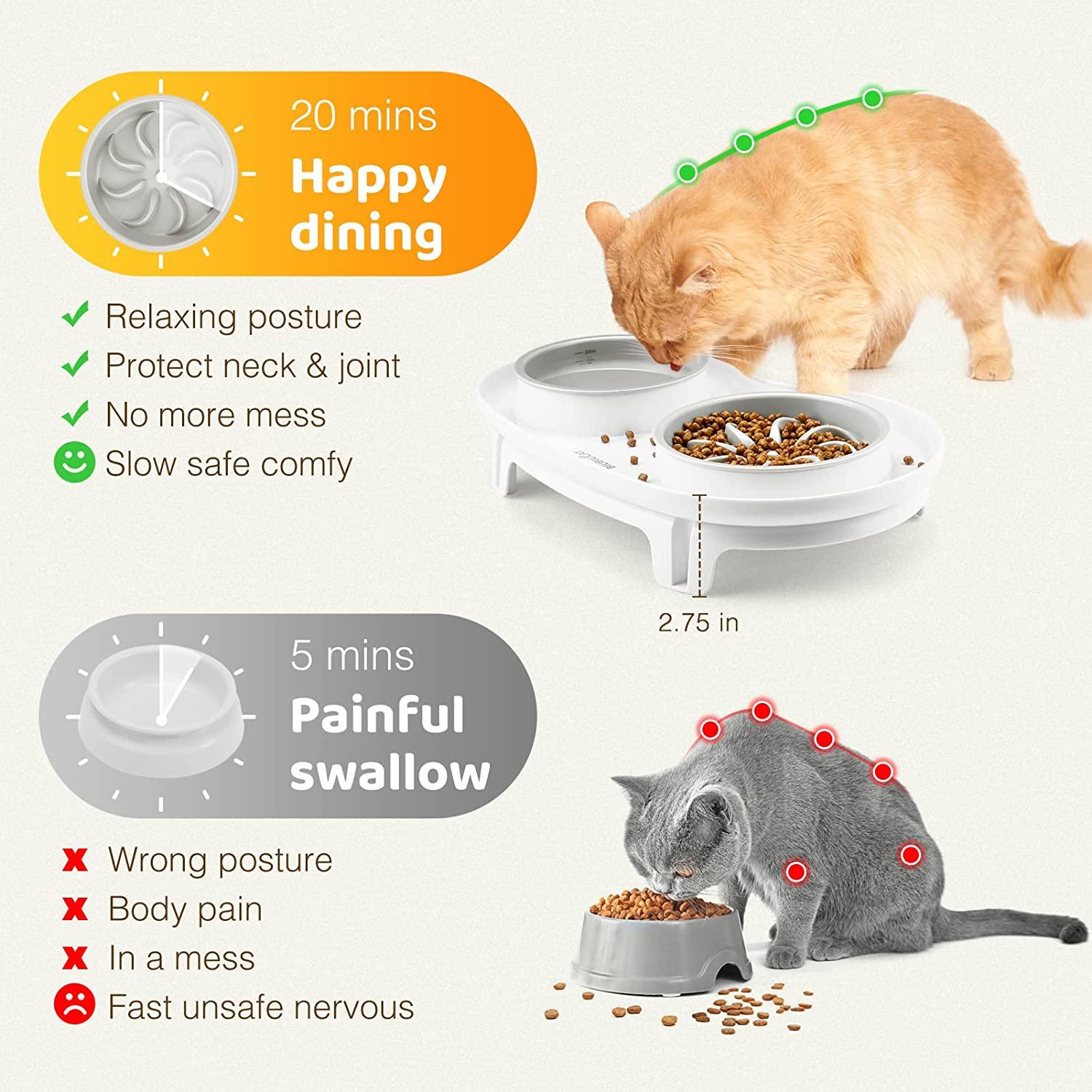2 Dog Bowl Slow Feeder Anti Bloat No Gulp Puppy Pet Cat Interactive Feeding  Tray 