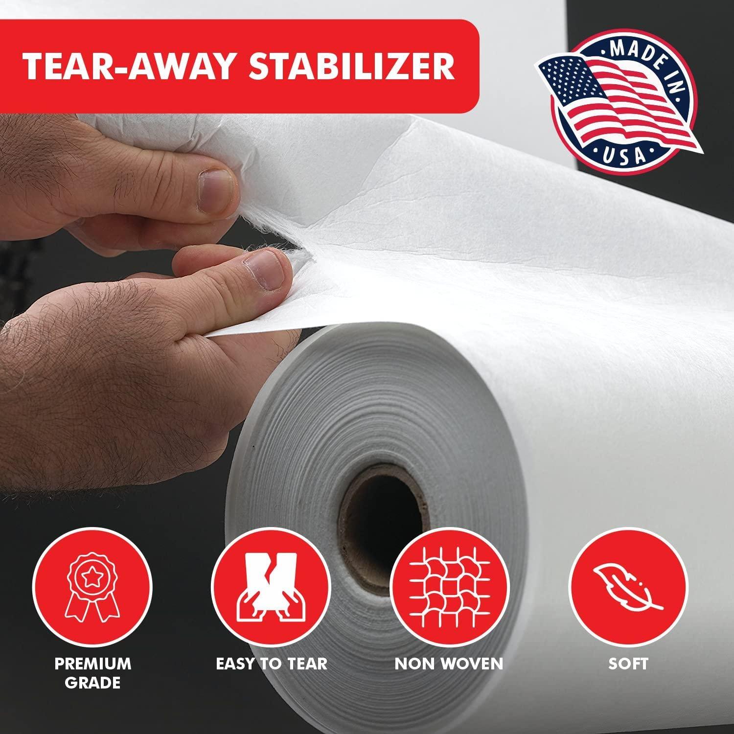 Soft Tear Away Stabilizer White 1.8 oz 12 x 10 Yard Roll. SuperStable Embroidery Stabilizer