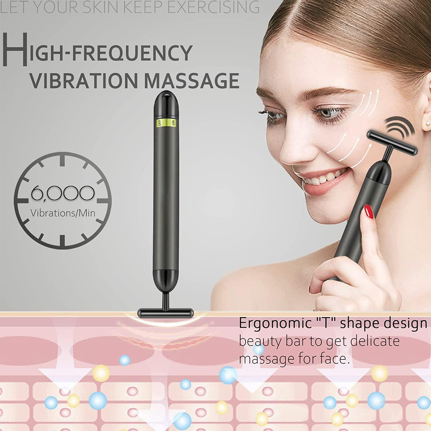 2 In 1 Face Massager Kit Electric 3D Face Roller Massager T Shape Facial  Massager Set Skin Massager Tool