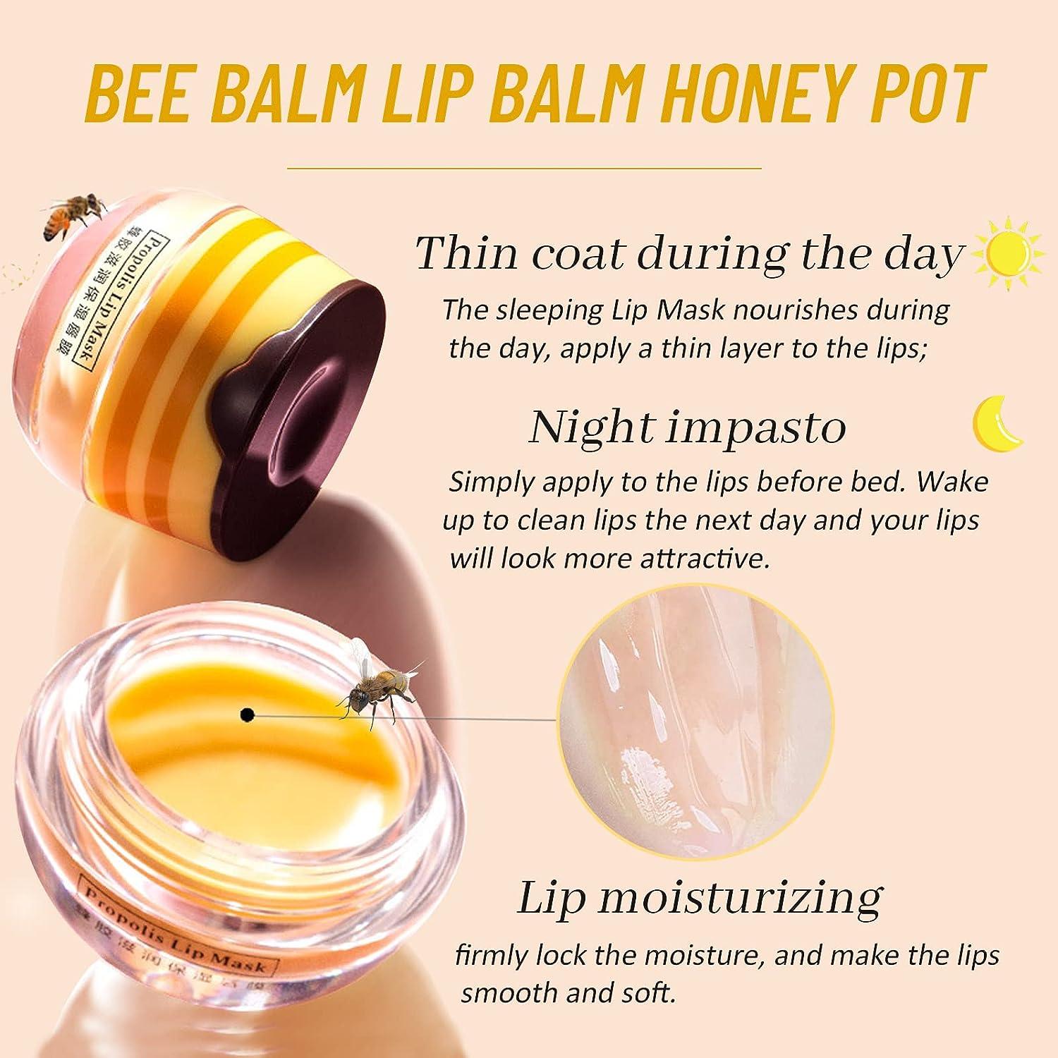 Bee Balm Lip Care Set Propolis Lip Balm, Honey Lip Mask, Hydrating Lip