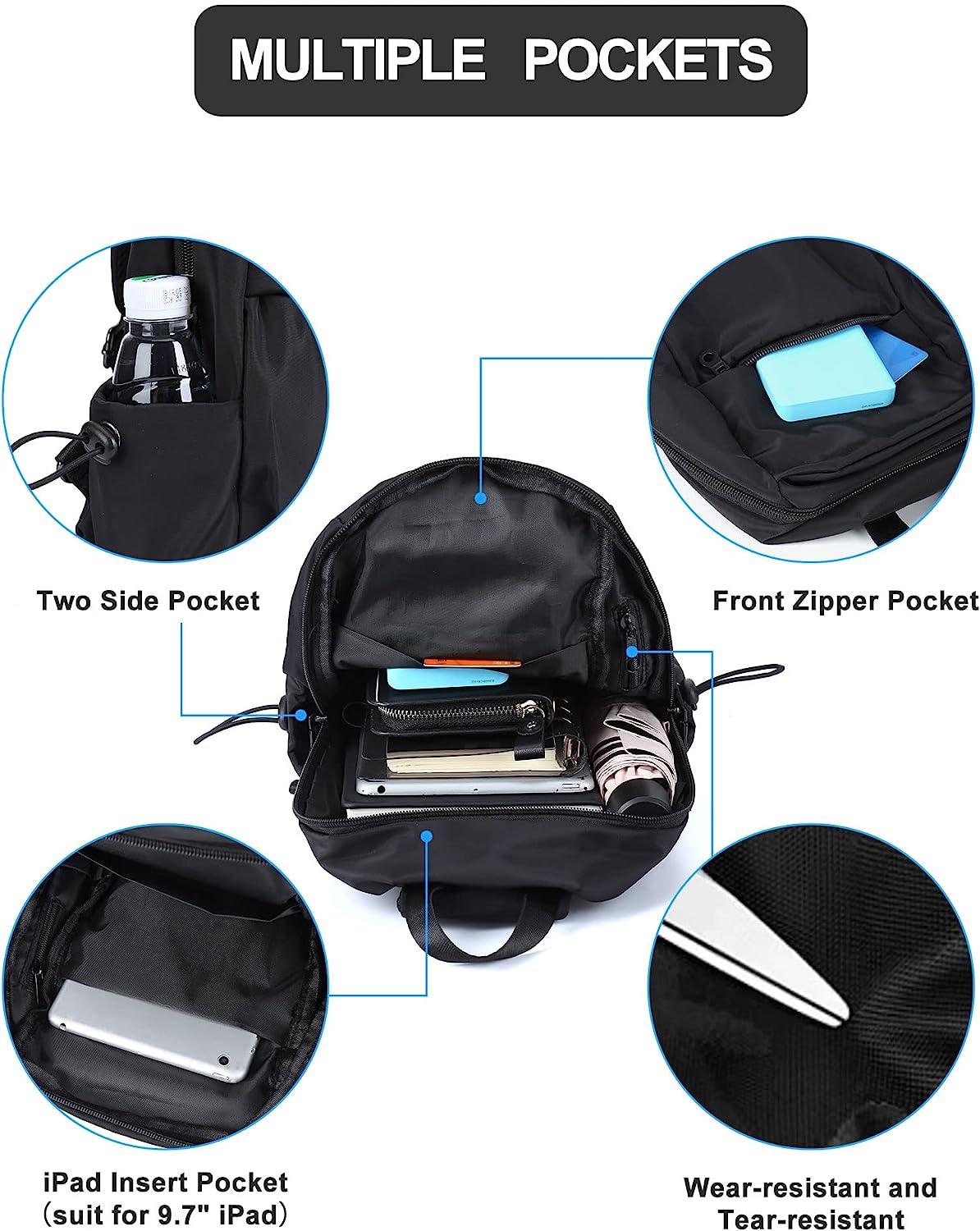 SEAFEW Small Black Sling Crossbody Backpack Shoulder Bag for Men Women, Lightweight One Strap Backpack Sling Bag Backpack for Hiking Walking Biking