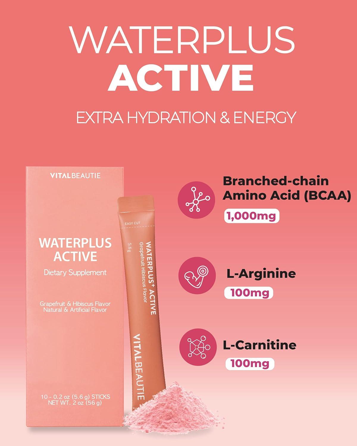 Waterplus Active Vegan Electrolyte Drink Mix - BCAA L-Arginine & L-Carnitine  - 10 Sticks (Grapefruit & Hibiscus) by AMOREPACIFIC | International  Shipping Available | Buy Now with Express International Delivery |  GoSupps.com
