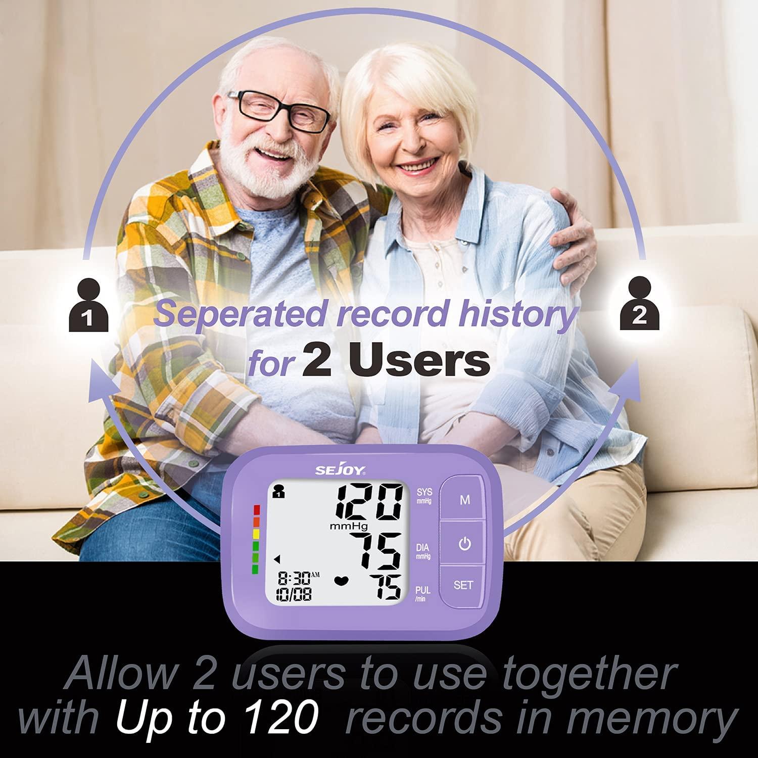 Sejoy Wrist Blood Pressure Monitor, Digital BP Machine, Automatic Home High  Blood Pressure Machine with Adjustable Cuff, Purple