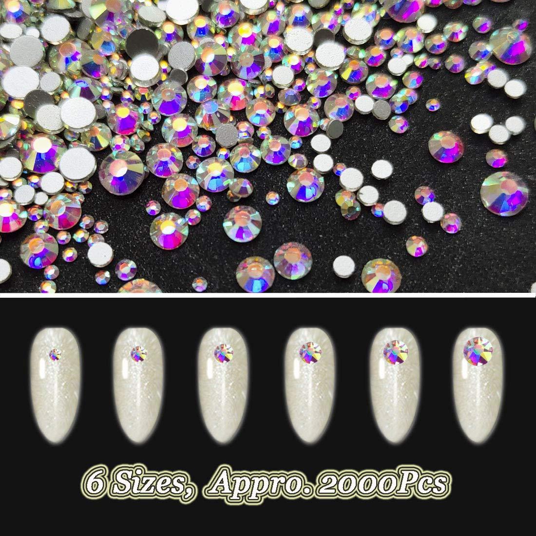 180+1728 Pcs Nail Rhinestones, AB Crystal Rhinestones for Nails, Flatback  Crystals with Mixed Shapes and Sizes for Nail Art, Clothes, Jewelry AB 180