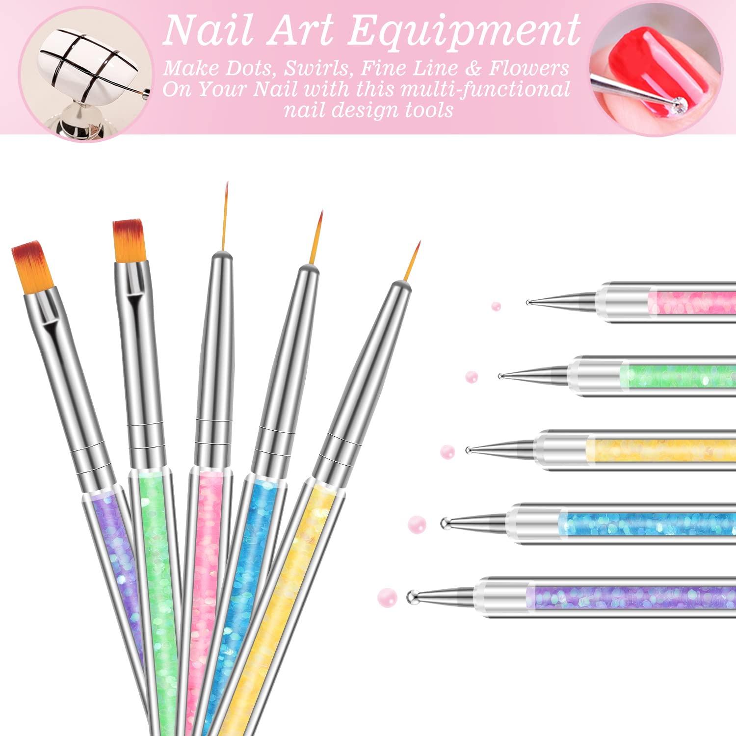 6 Pcs in 1 Set Resin Nail Art Palette with 5 Nail Brushes, Nail Tech Supplies  Tools Nail Polish Mixing Palette Double-Ended Dotting Pen for Nail Art Round