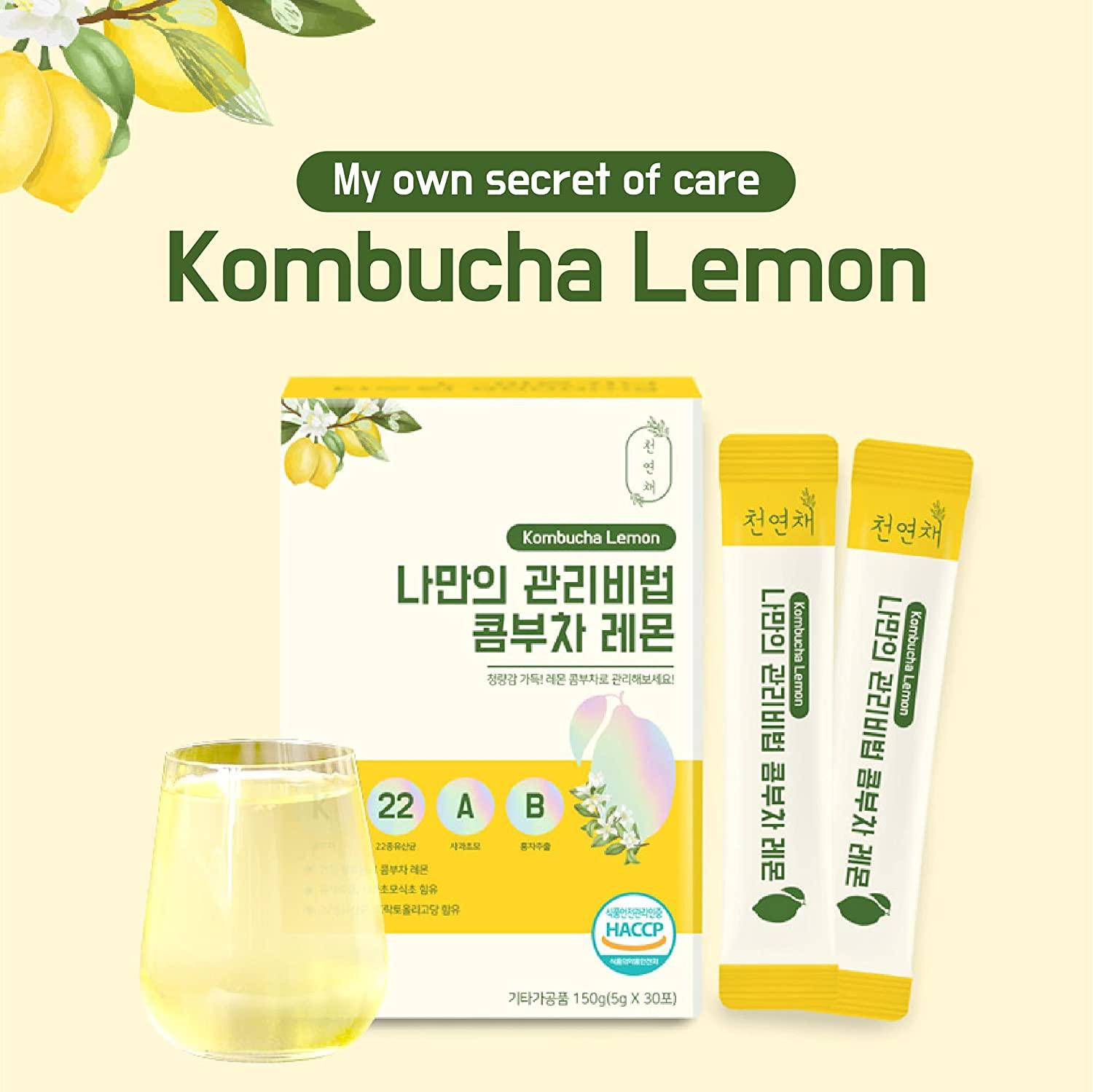 30Sticks Kombucha Lemon Flavor Sparkling Tea Probiotics And Prebiotics