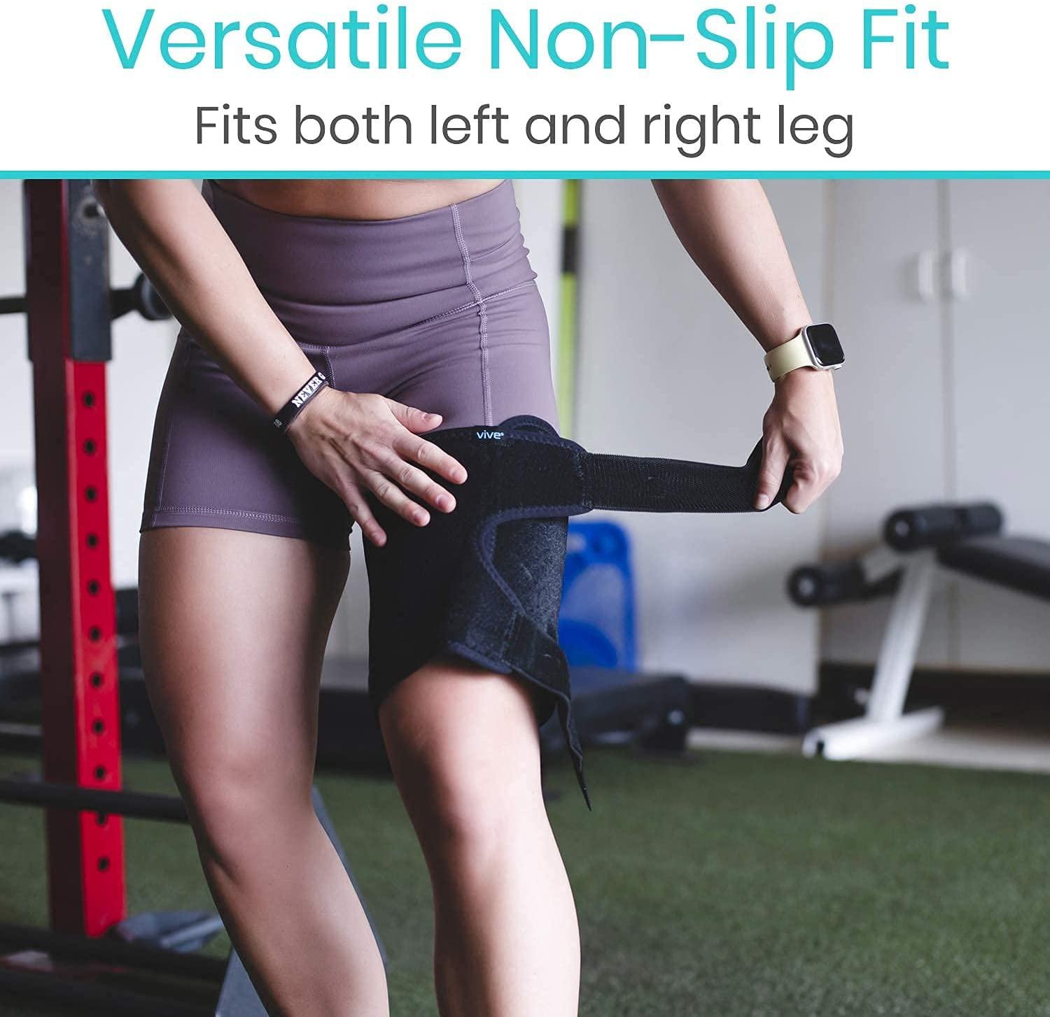 Vive Thigh Brace Hamstring Quad Wrap Adjustable Compression Sleeve