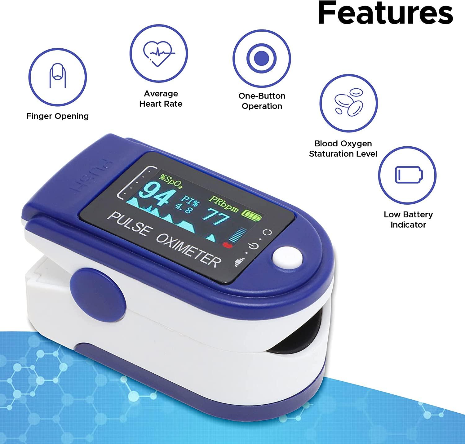 OxiWizard Pulse Oximeter, Finger Pulse Oximeter and OLED Display, Pulse  Oximeter Fingertip, Accurate Fast Sp02 Reading Oxygen Meter, Heart Rate  Monitor for Adult Child with Lanyard and Batteries