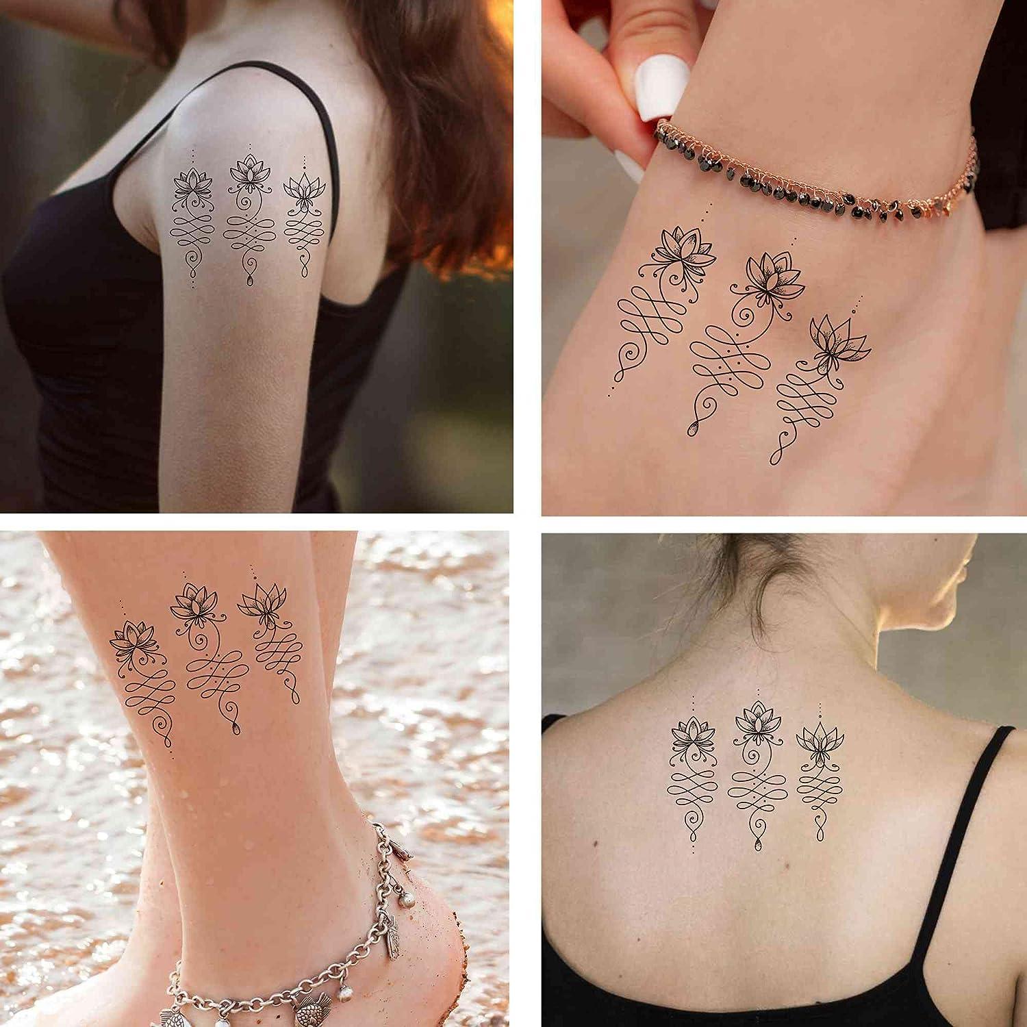 Unalome And Minimalist Lotus Temporary Tattoo - Set of 3 – Tatteco-cheohanoi.vn