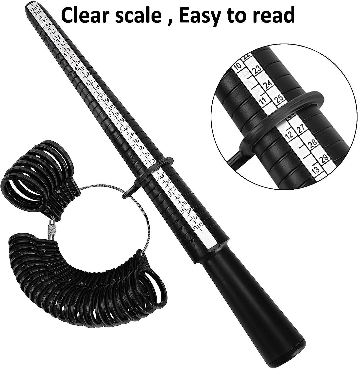 BENCH WIZARD 12.5 Grooved Plastic Ring Stick Mandrel | Black Design |  Sizes 1-15 with Quarter Increments | Ideal for Ring Sizing & Repairs