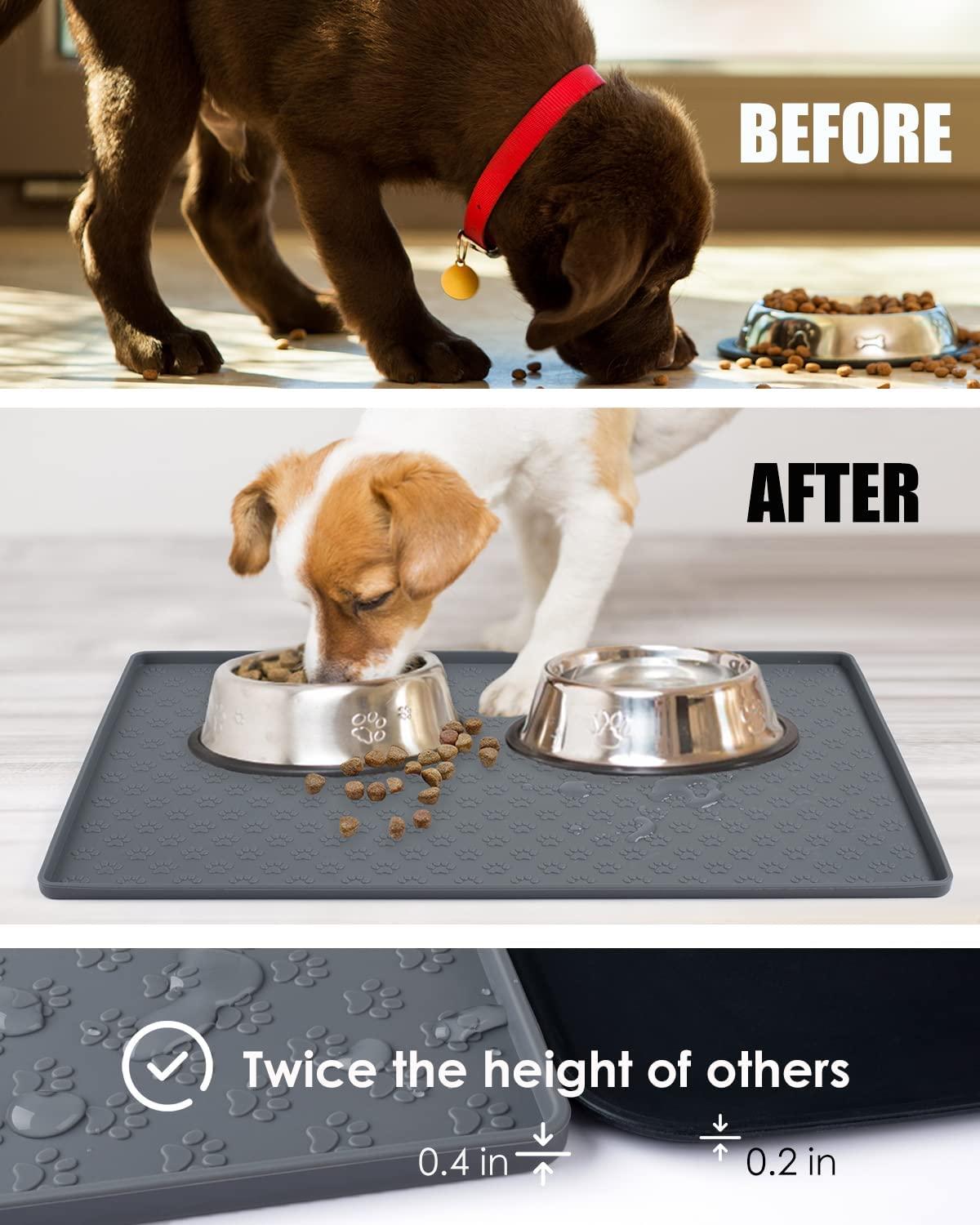 Pet Feeding Mat, Dog Food Mat, Silicone Non-slip Dishwasher Safe Waterproof  Mat For Food And Water, Raised Edge Prevents Spills And Mess