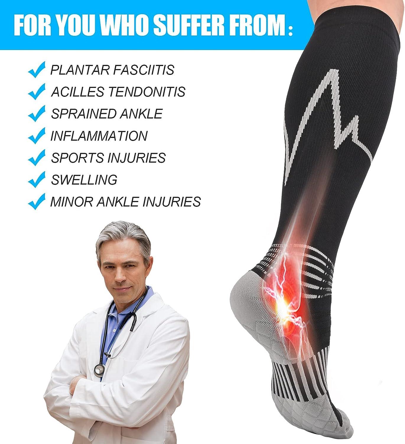 IRAMY Compressiekousen voor Dames en Heren,Compressiesokken voor Sport Plantaire Fasciitis - Hardlopen, Fitness, 5 paar