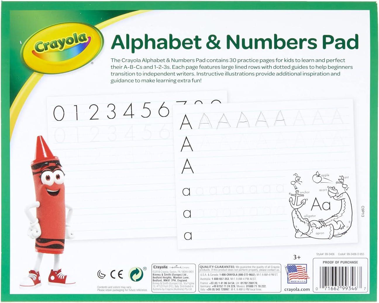 Crayola Alphabet Pad, Tracing Worksheets, 30 Pages, White, 10 x 8 Inches