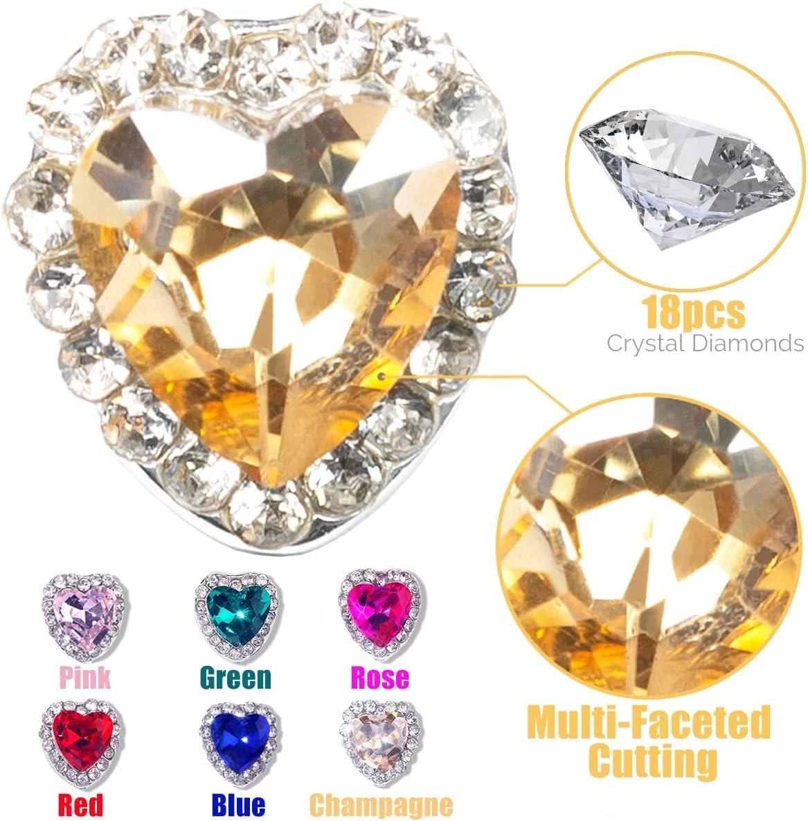 18Pcs Shiny Heart Nail Charms Planet Nail Art Rhinestone with Heart Design  Crystal Nail Jewelry Silver Nail Art Charms for Acrylic Nails Heart Shape