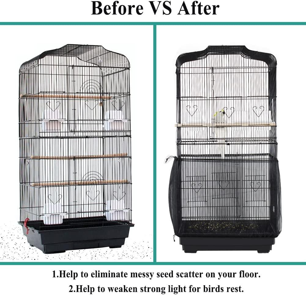 thumbnail image 2 of LYMOI Bird Cage Cover - Nylon Mesh Seed Catcher For Parakeets & Small Birds 2 of 9