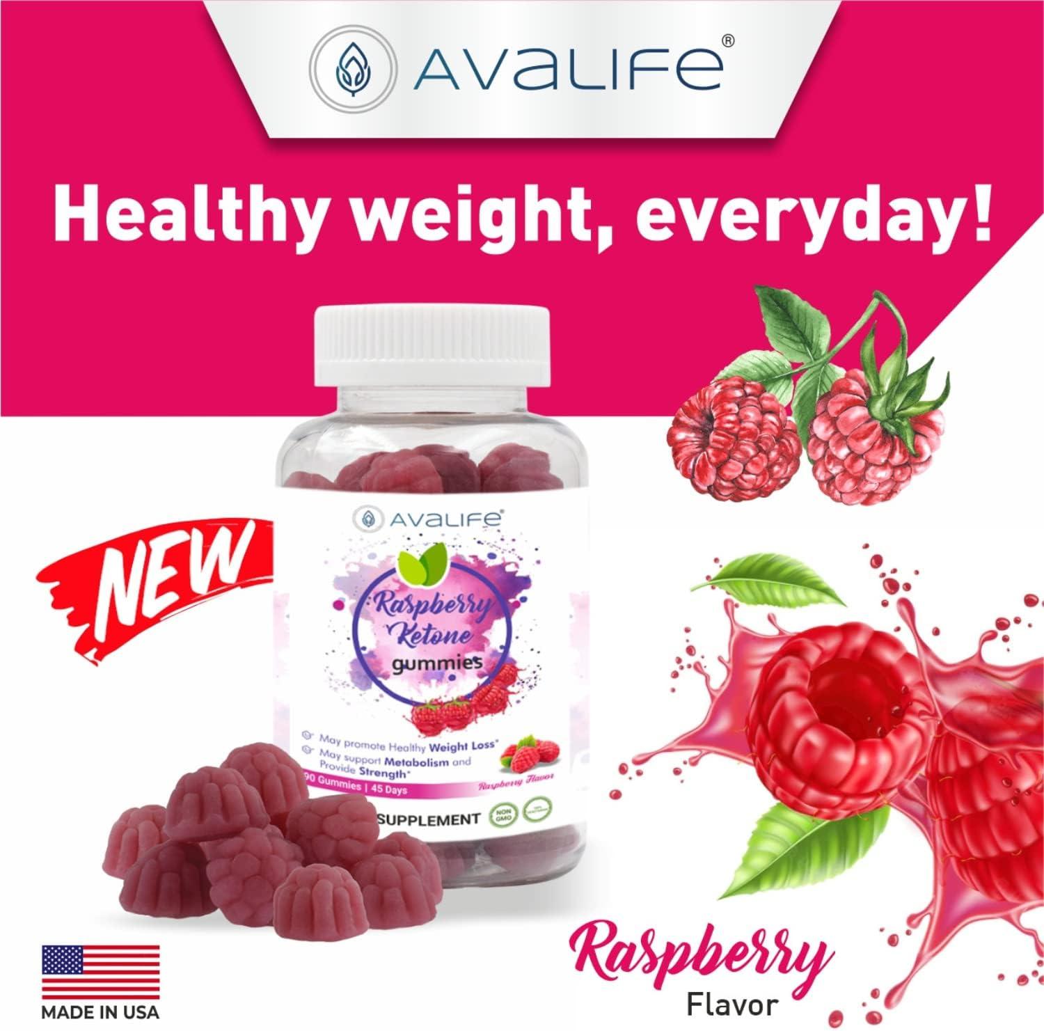 Avalife Raspberry Ketone Gummies for Healthy Weight Management (90
