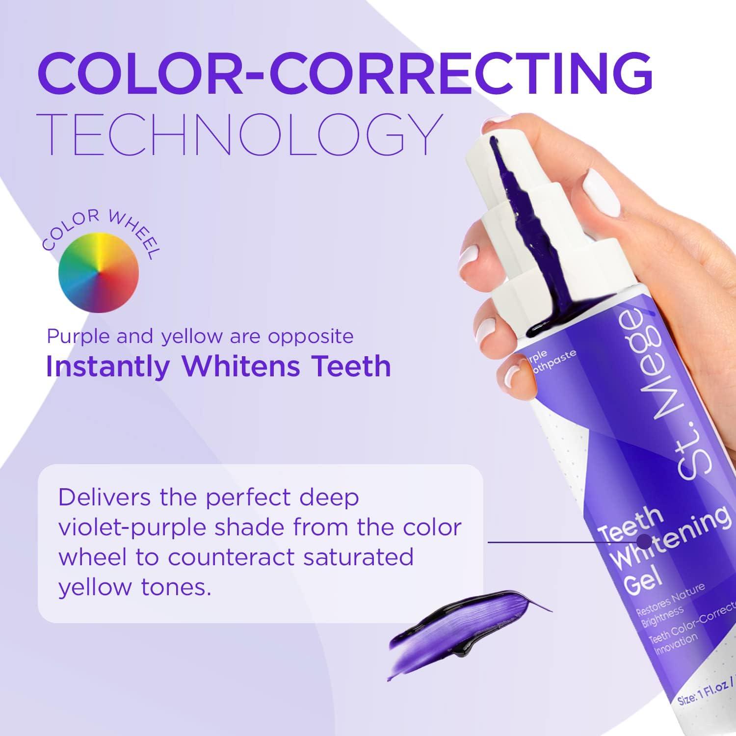 St. Mege Purple Toothpaste Teeth Whitening Gel with Color Wheel