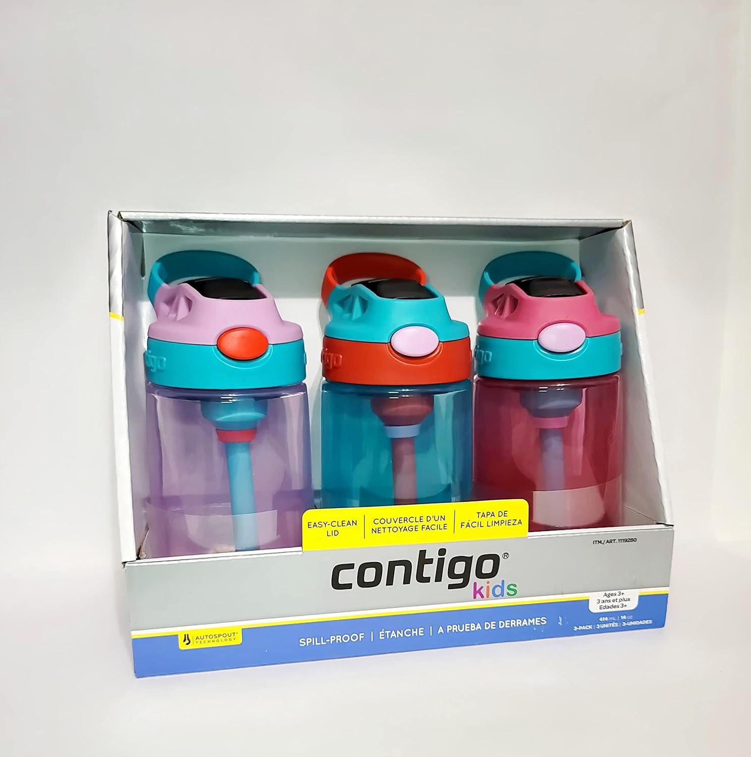 Contigo Kids 14 oz Water Bottle 3Pack with Autospout Technology