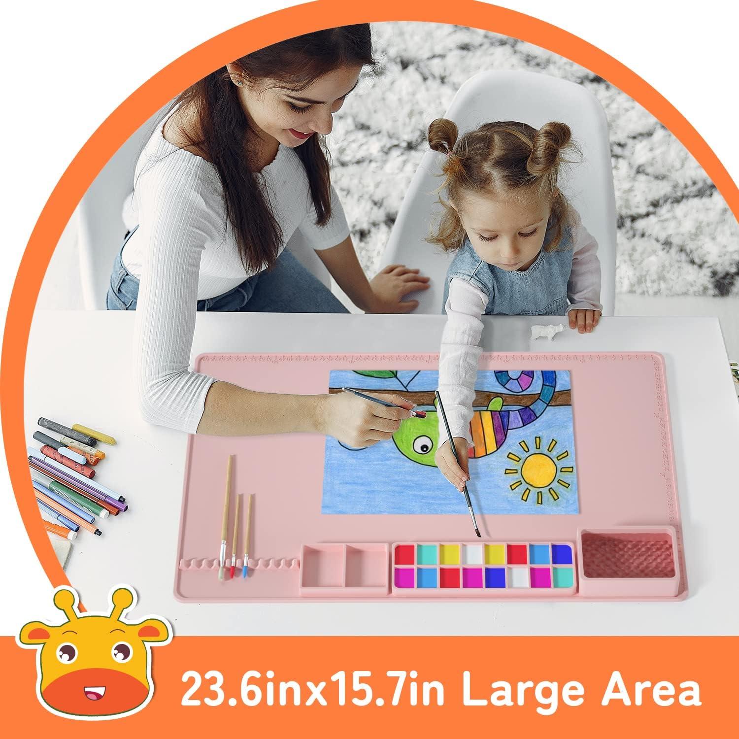 MOHOPE Extra Large Silicone Painting Mat, 24x16 Thick Silicone Craft Mat,  Silicone Mats for Crafts - Durable Drawing Boards with Ruler for Painting