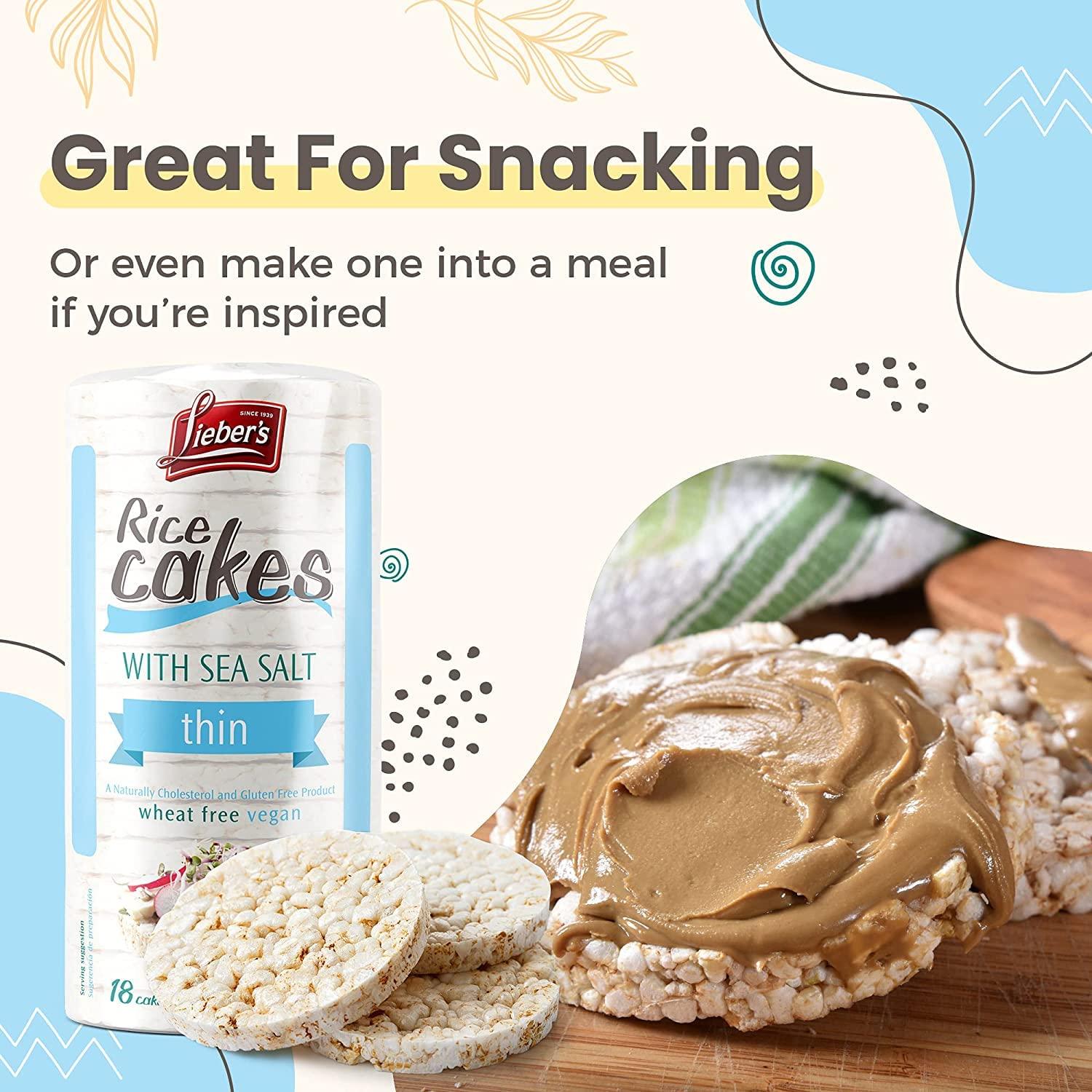 Lieber's Thin Rice Cakes 6 Pack Kosher Certified, Dairy Free, Wheat