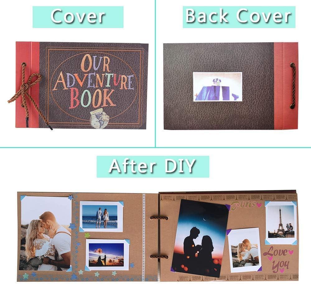 Vienrose Our Adventure Book Scrapbook Photo Album Up Movie Scrap Book DIY  for Wedding Best Friend Camping 40 Pages