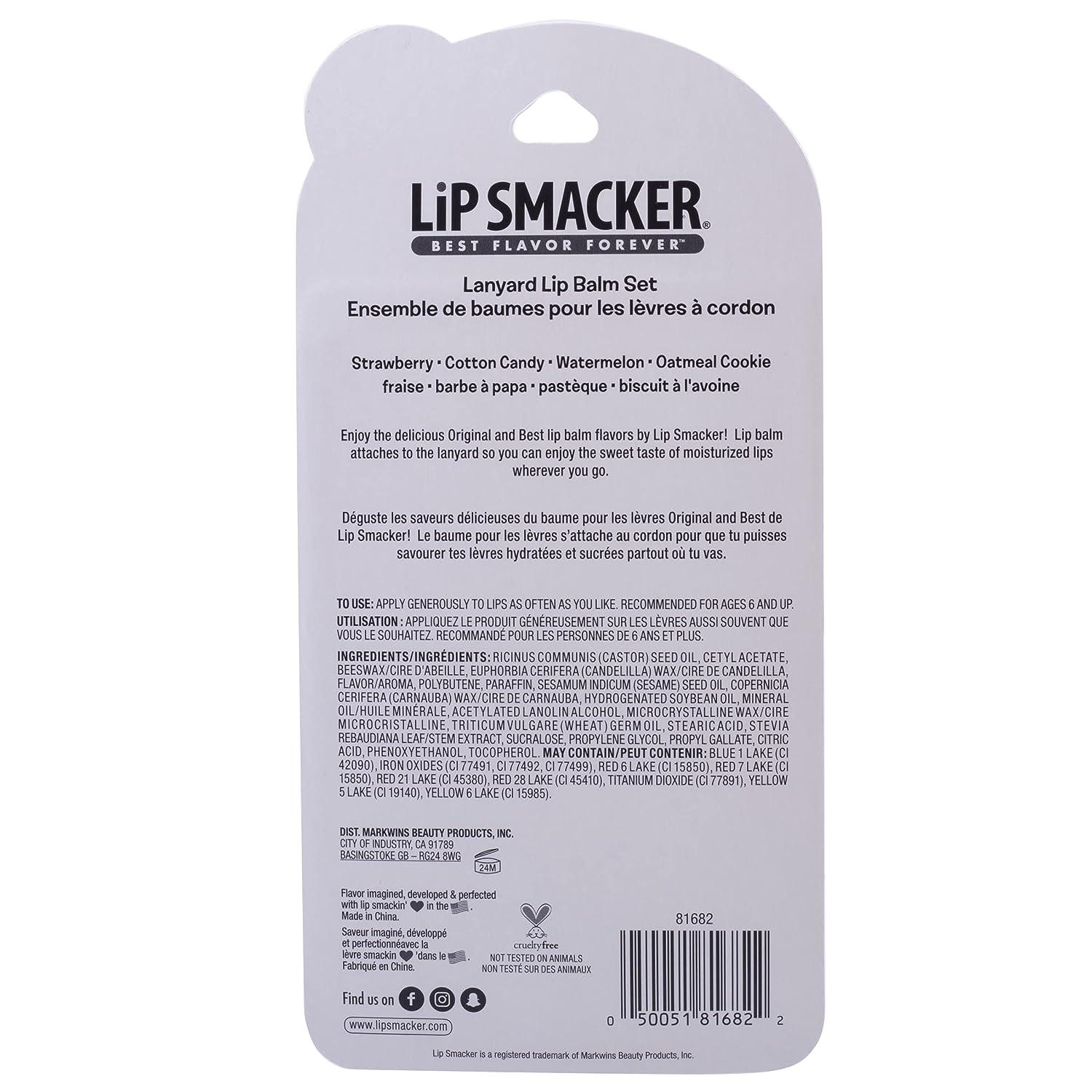 Lip Smacker Flavored Lip Balm & Pink Lanyard Set Strawberry, Cotton