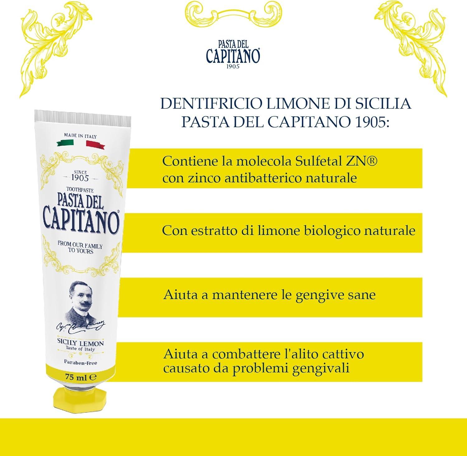 Pasta del Capitano 1905 Lemon Toothpaste - Organic Sicilian Formula for ...