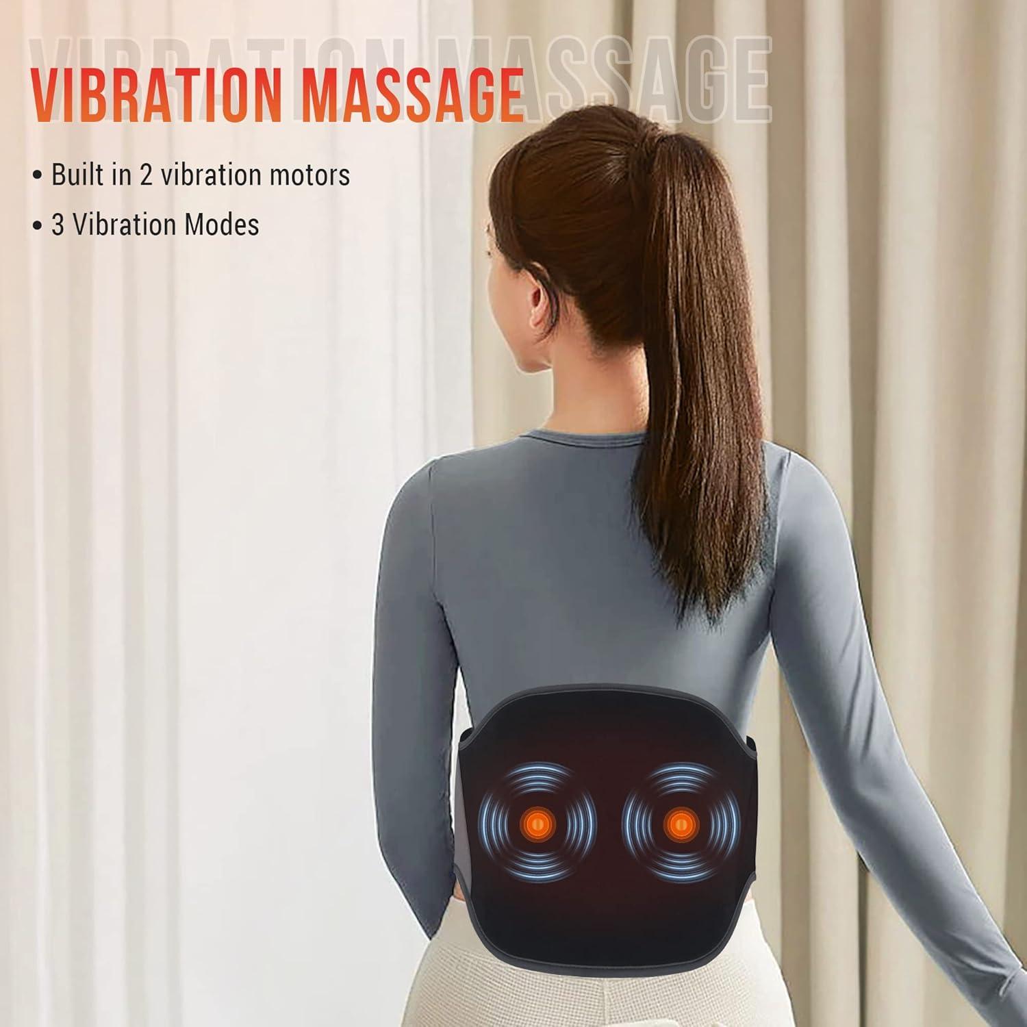 Snailax Heating Belt for Back Neck & Belly - Electric Heat & Vibration  Massage - Portable & Auto Shut-Off - Ideal Gift for Men & Women