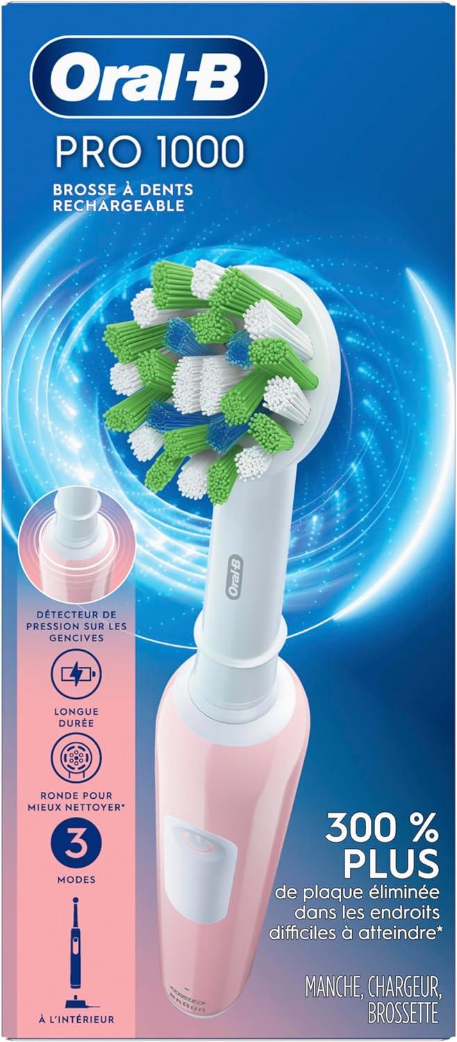 Oral-B Pro 1000 CrossAction Electric Toothbrush Pink Set | Buy Now