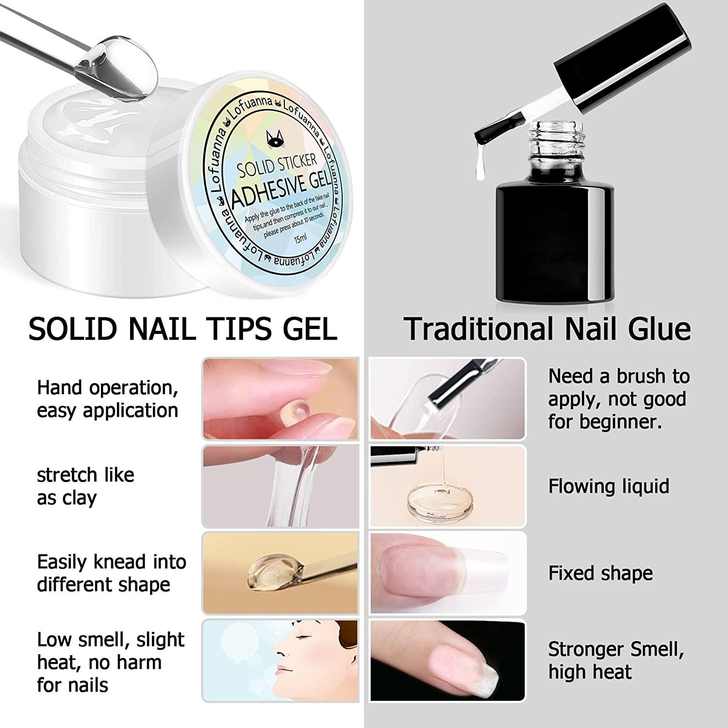 Lofuanna 15g Solid Gel Glue for Nail Tips,Nail Art Rhinestone Glue Gel