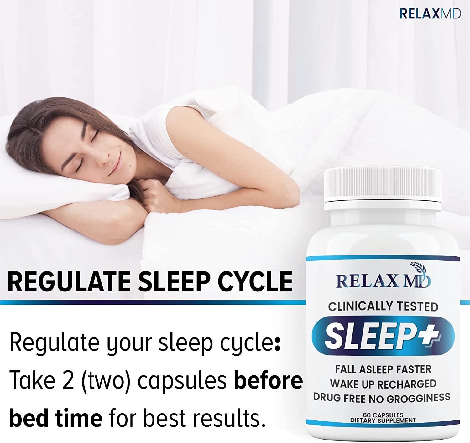 RelaxMD Natural Sleep Aid NonHabit Forming Sleep Supplement with
