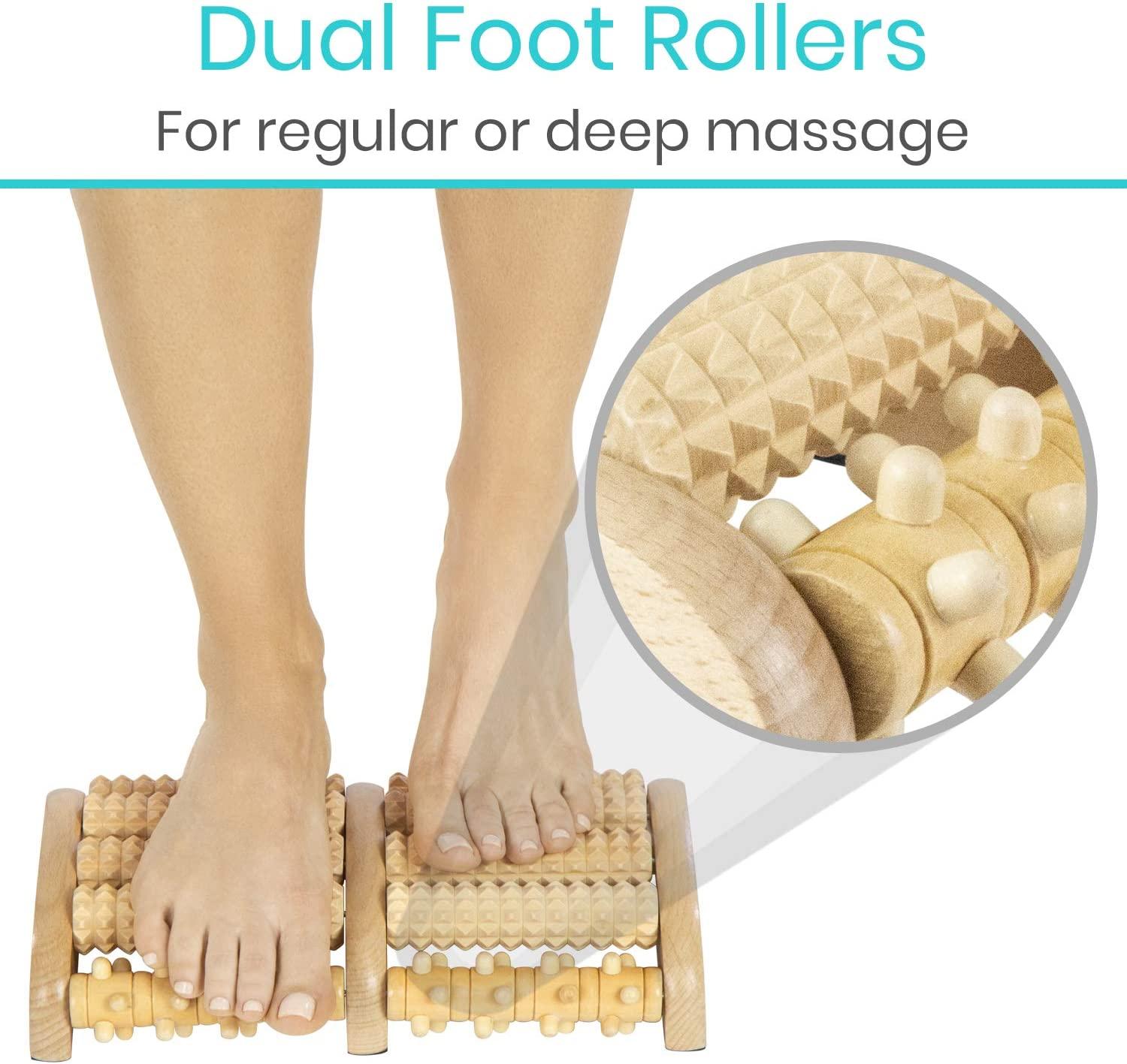 Vive Wooden Foot Massager Dual Massage Roller for Plantar Fasciitis