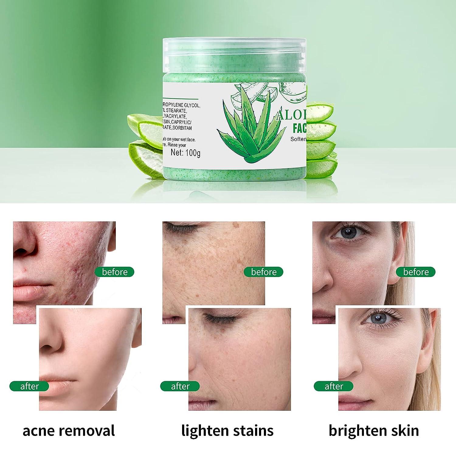 Organic Aloe Vera Facial Scrub | Exfoliating Face Wash for Acne |  Brightening Exfoliator for Women & Men