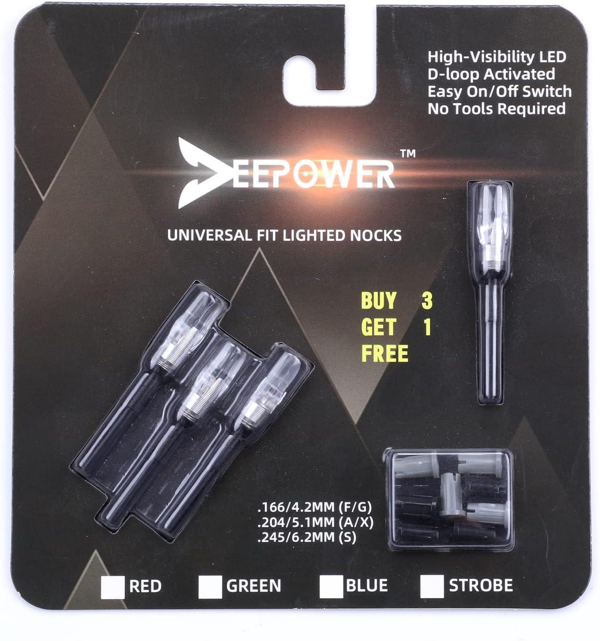 DEEPOWER LED Lighted Nocks Universal Fit Arrow Nocks .166 with Bushings