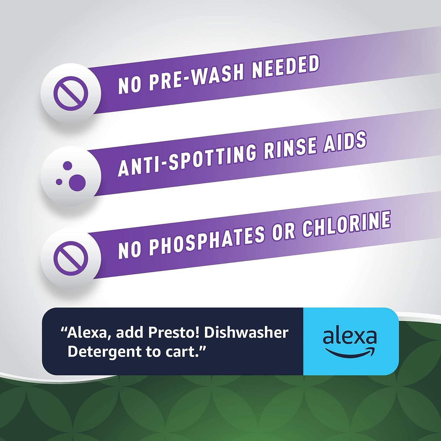 Amazon Brand Presto! Triple Action Dishwasher Pacs, Lemon Scent, 90