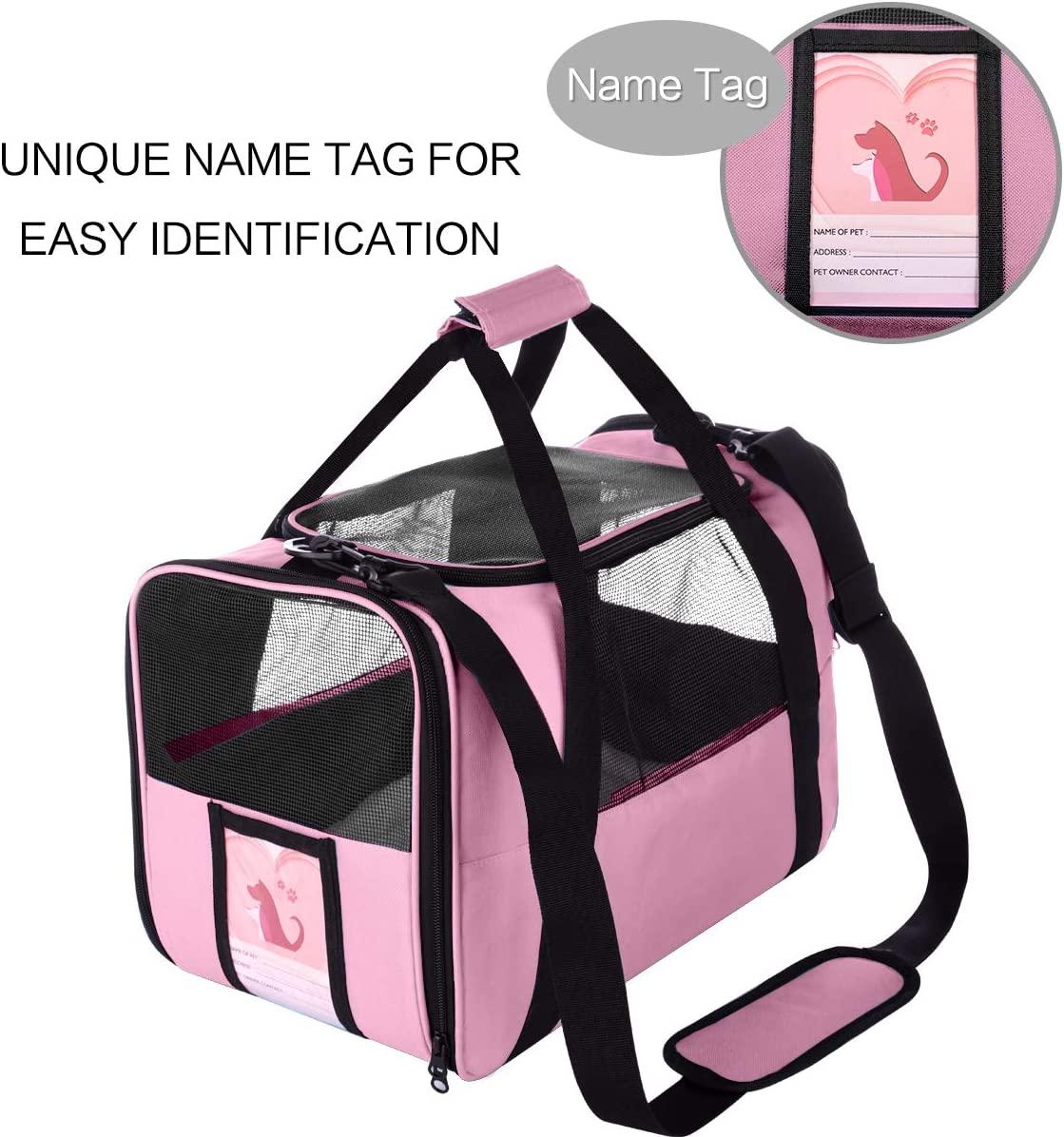 Pink Pet Cat Carrier Airline Approved, Dog Carriers for Small Dogs,  Collapsible Dog Cat Travel Carrier Bag for Small Medium Cat 