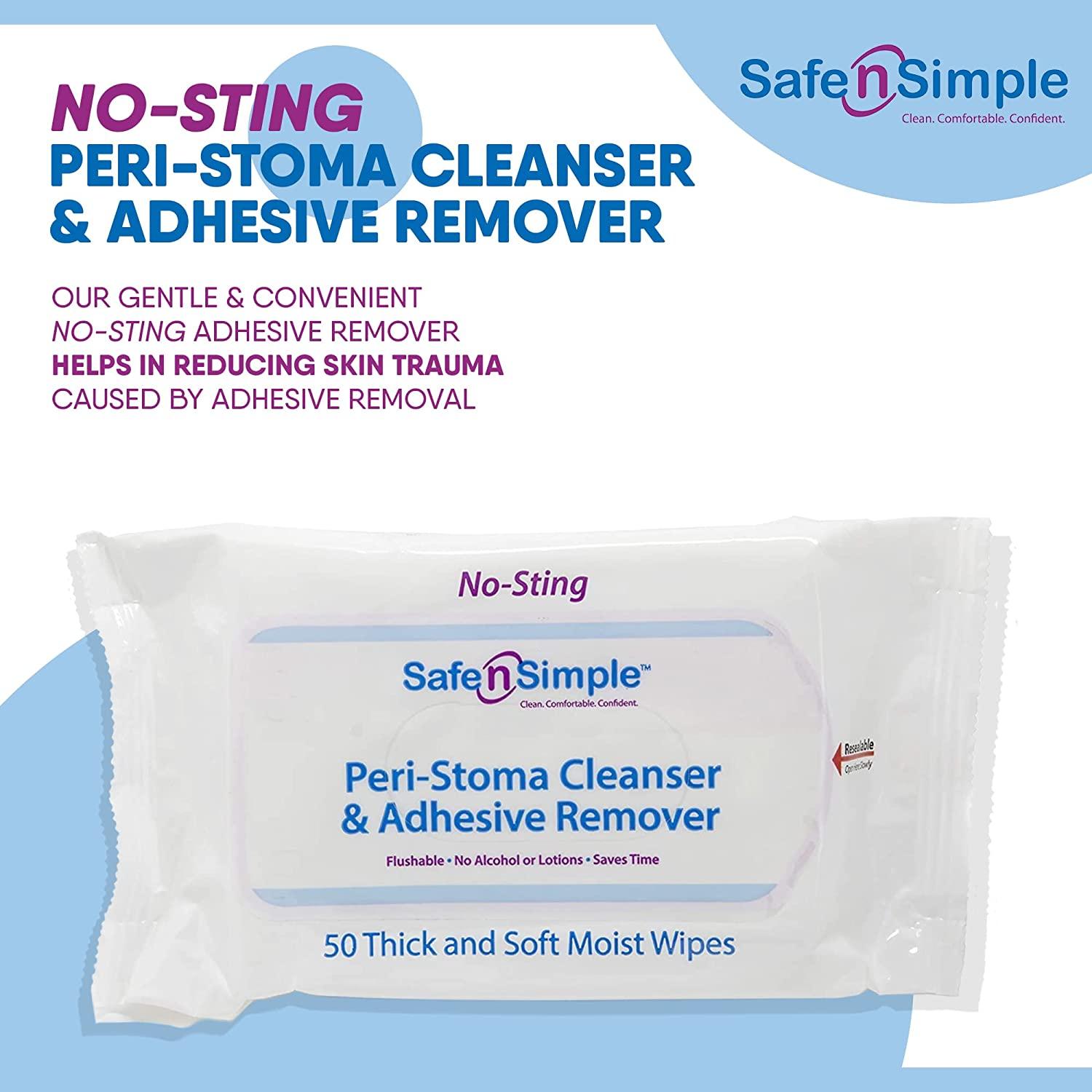 Safe n' Simple Adhesive Remover Wipes, Flushable & Easy to Use NoSting