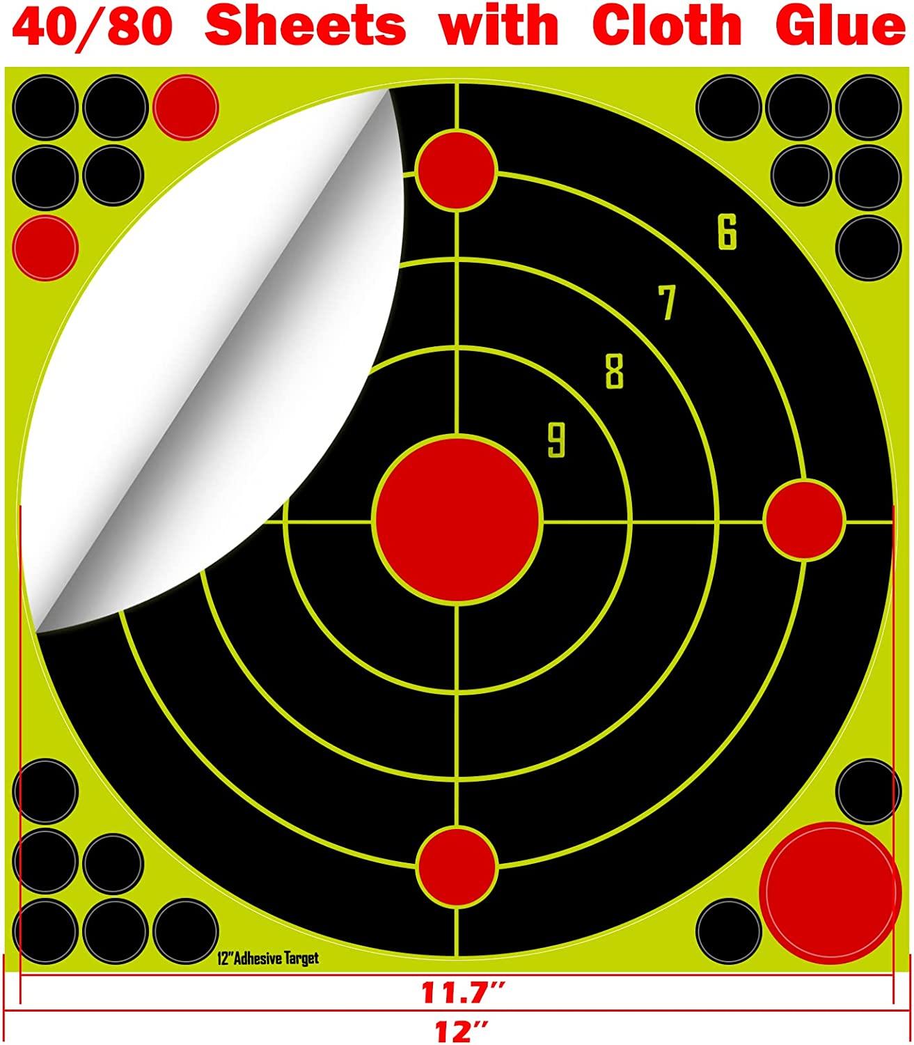 12 Inch & 7 Inch Self Adhesive Shooting Targets, Stick Splatter