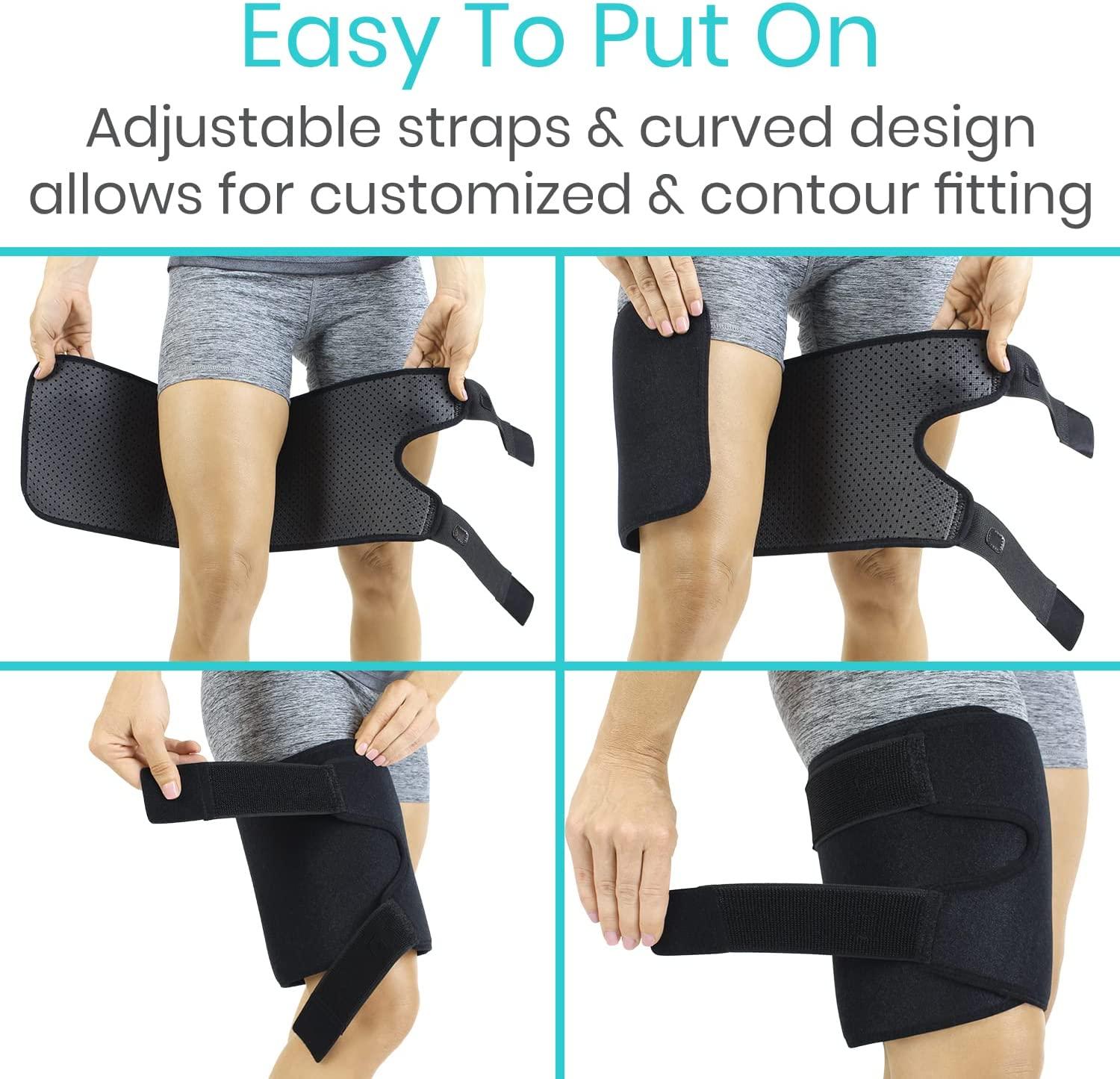 Vive Thigh Brace Hamstring Quad Wrap Adjustable Compression Sleeve