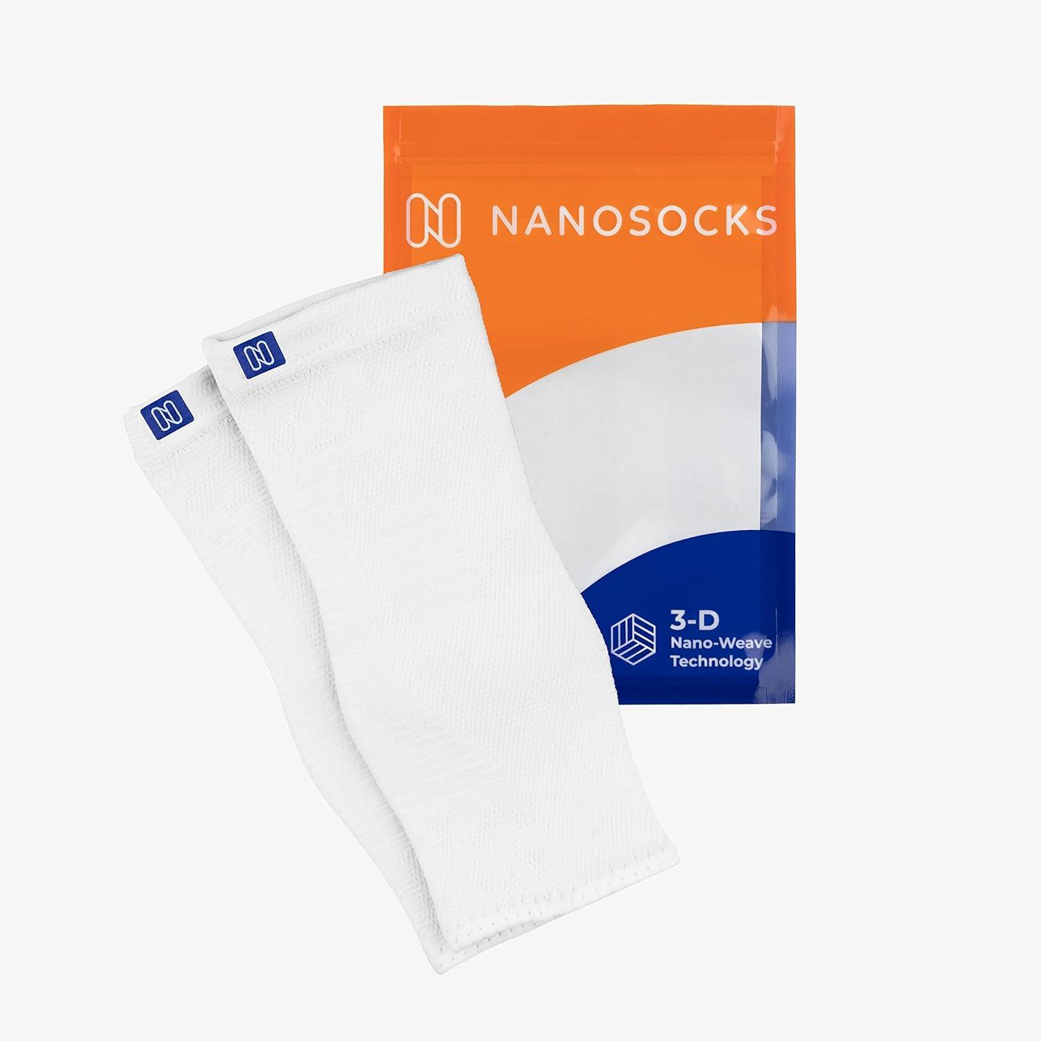 NanoSocks Compression Socks 6 Pack Bundle - Toeless (Large 3 Pair Black + 3  Pair White)
