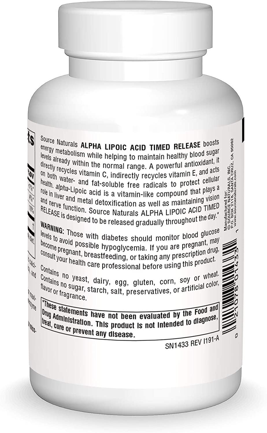 Source Naturals Alpha Lipoic Acid, Time Released Antioxidant 120 Time