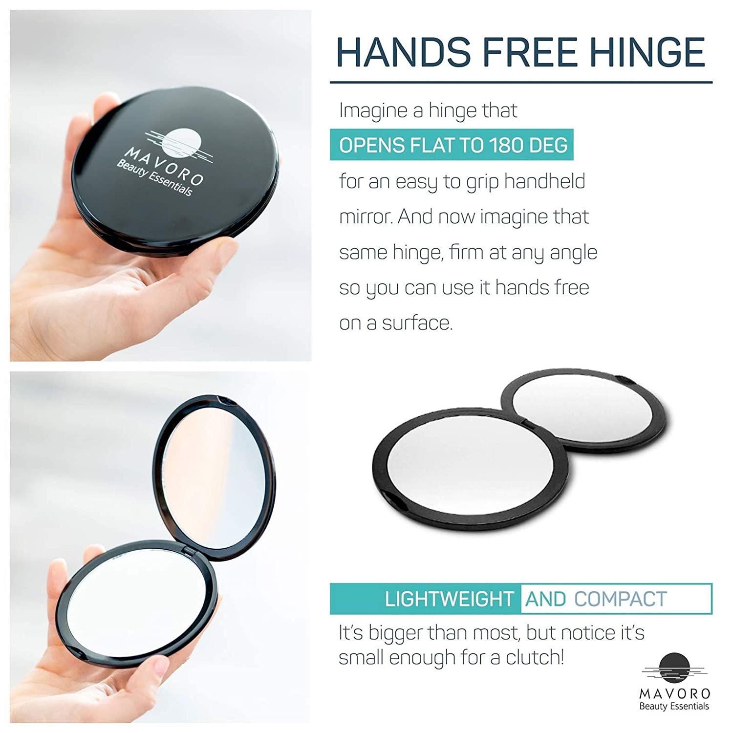 Magnifying Compact Mirror for Purses, 1x/10x Magnification Double Sided