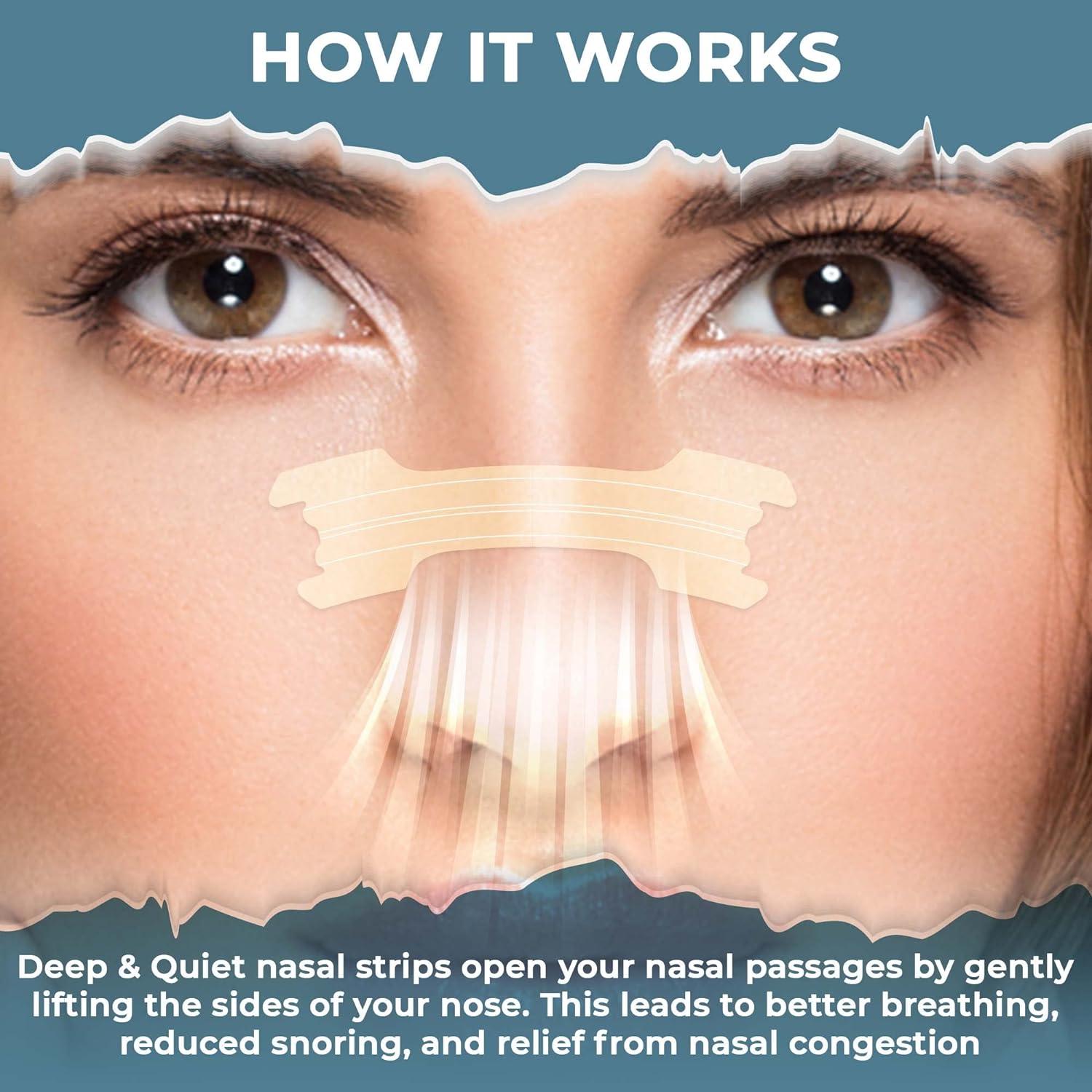 Deep & Quiet Nasal Strips Tan 60 Count Reduce Snoring, Relieve Nose