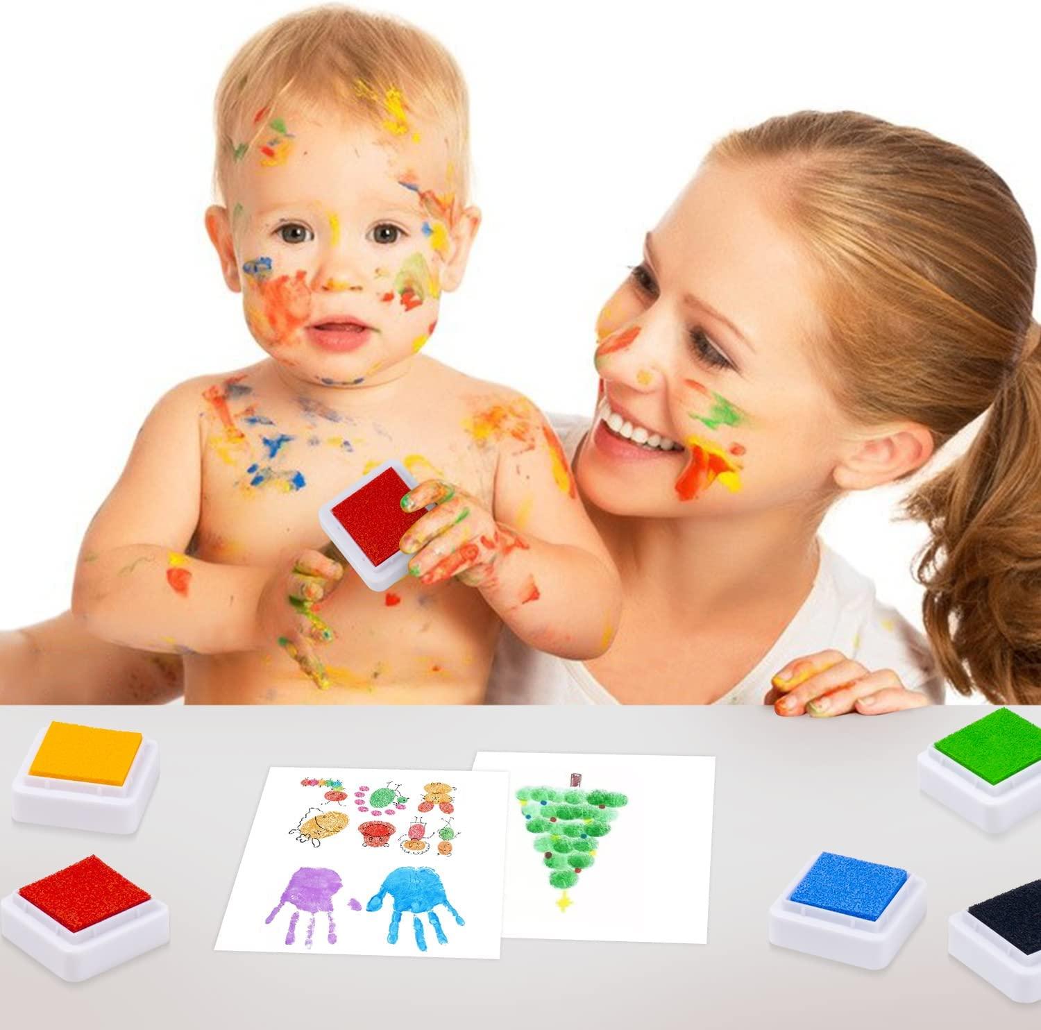 Pamkya Ink Pad 12 Colors Washable Stamp Pad for Kids, 12pcs