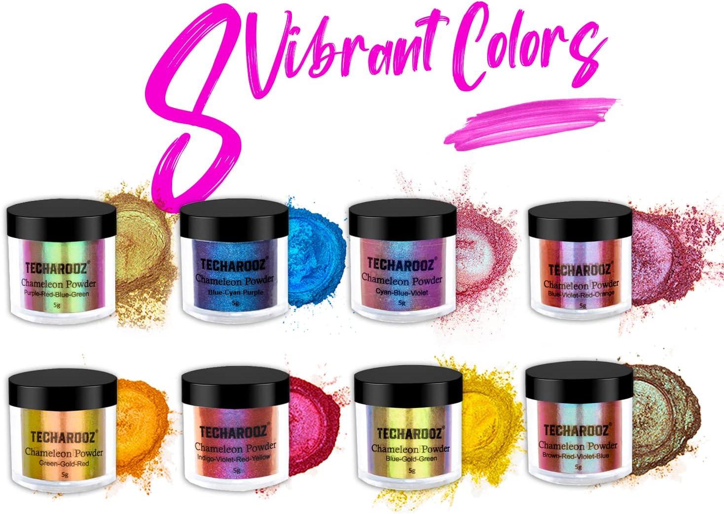 TECHAROOZ Chameleon Mica Powder 8 Color Shift Mica Powder Holographic  Glitter for UV & Epoxy Resin Supplies Eyeshadow Acrylic Paint Nail Decor  Slime Soap Making Candles Bath Bombs Cosmetics A - 8 Colors Multipack