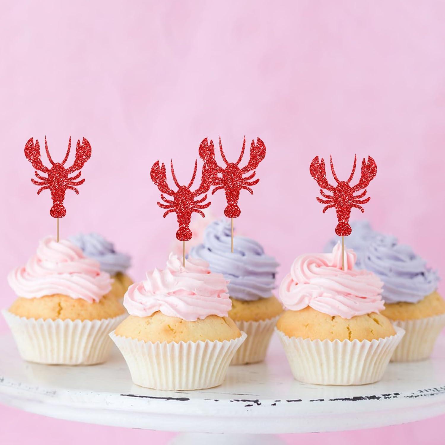 24pcs Lobster Cupcake Toppers She Found Her Lobster Cake Decor Red ...