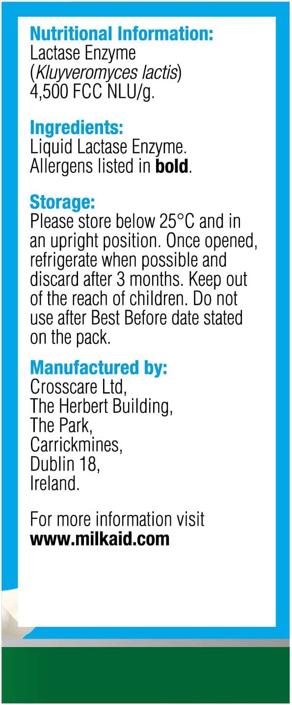 Milkaid Lactase Enzyme Drops for Lactose Intolerance Relief Fast