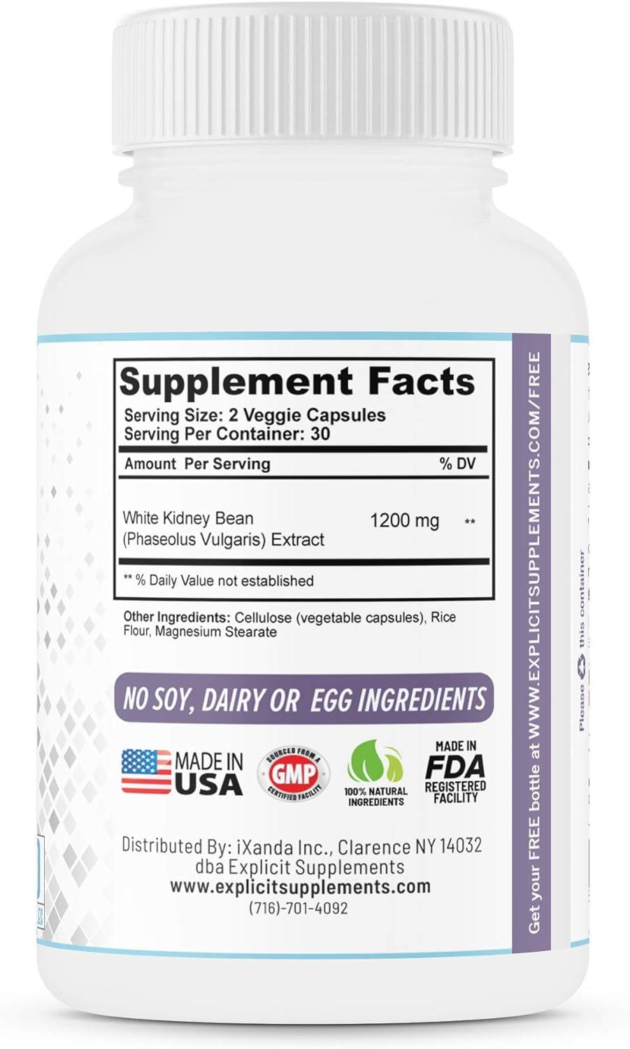 eXplicit Supplements Max Strength Keto Carb Blocker 1200mg Minimize