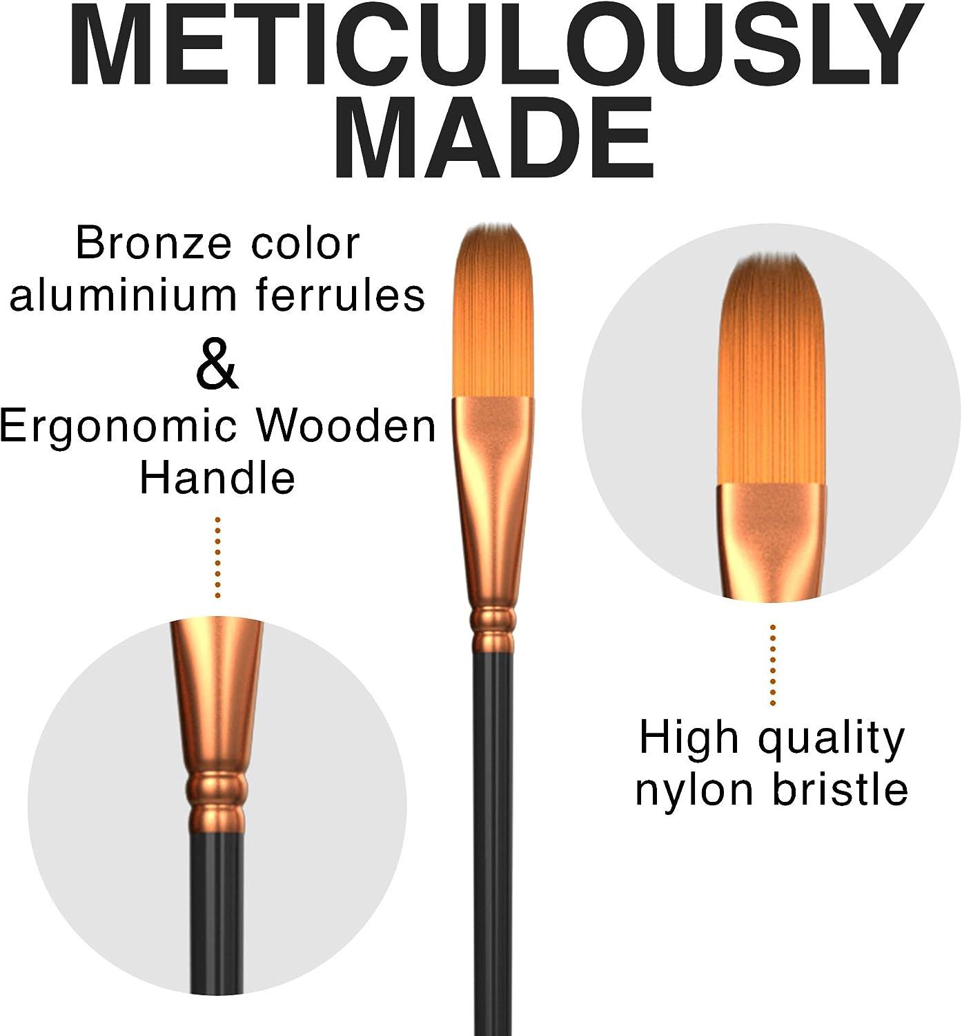 12 Pieces Paint Brushes Set, Professional Fine Tip Paint Brush Set