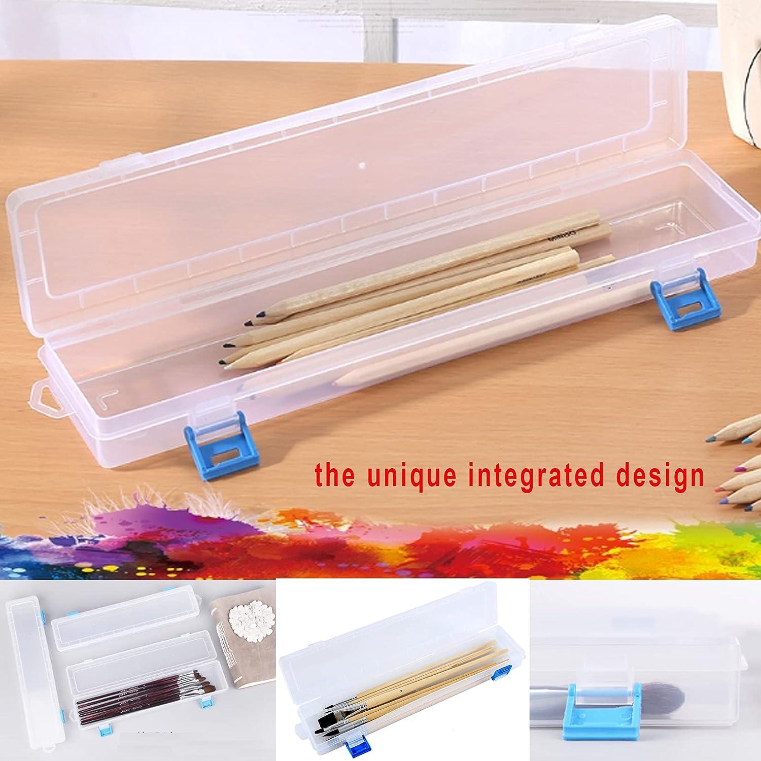 3pcs Translucent Plastic Storage Box, Portable Paint Brush Holder,  Container For Long Paint Brushes, Watercolor Pens Pencils Drawing Tools  Case, DIY A